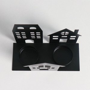 Металлический подсвечник на 2 свечи «Домики», d=4 см, 14.5x6x13 см