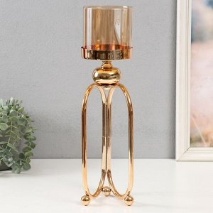 Подсвечник металл «Тициния», золото, d=4.5 см, 11x11x40 см