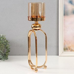 Подсвечник металл «Тициния», золото, d=4.5 см, 11x11x40 см