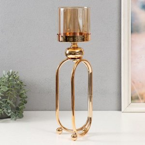 Подсвечник металл «Тициния», золото, d=4.5 см, 11x11x40 см