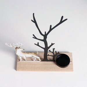 Подсвечник на 1 свечу «Олень у дерева», d=4 см, металл, дерево, 6x19x23.5 см