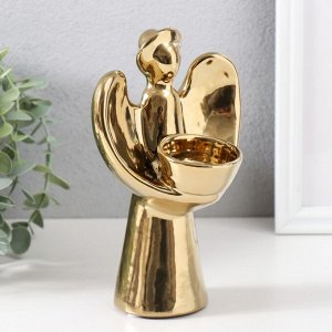 Подсвечник на 1 свечу «Ангел с нимбом», d=4 см, золото, 11.5x10x18.5 см