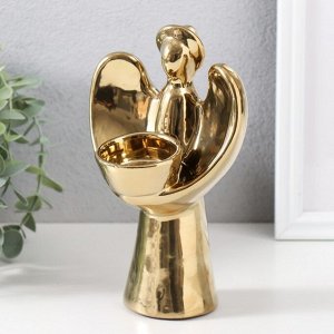 Подсвечник на 1 свечу «Ангел с нимбом», d=4 см, золото, 11.5x10x18.5 см