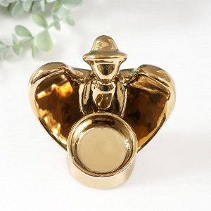 Подсвечник на 1 свечу «Ангел с нимбом», d=4 см, золото, 11.5x10x18.5 см