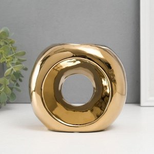 Подсвечник керамика на 1 свечу «Кольцо», d=6 см, золото, 16x8x14 см