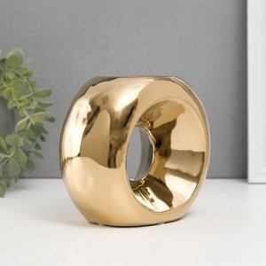 Подсвечник керамика на 1 свечу «Кольцо», d=6 см, золото, 16x8x14 см