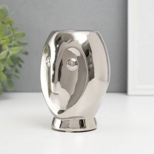 Подсвечник керамика на 1 свечу «Сова Сипуха», d=3.5 см, серебро, 9x8.5x12.5 см