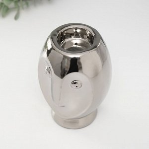 Подсвечник керамика на 1 свечу «Сова Сипуха», d=3.5 см, серебро, 9x8.5x12.5 см