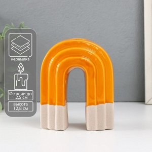 Подсвечник керамика на 1 свечу «Скара», песочно-оранжевый, 10.2x6x12.8 см