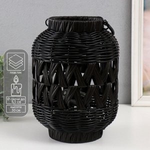 Подсвечник-фонарь на 1 свечу «Корзинка», пластик, чёрный, 30x21x21 см