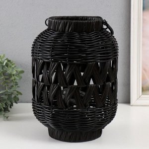 Подсвечник-фонарь на 1 свечу «Корзинка», пластик, чёрный, 30x21x21 см