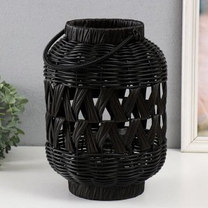 Подсвечник-фонарь на 1 свечу «Корзинка», пластик, чёрный, 30x21x21 см