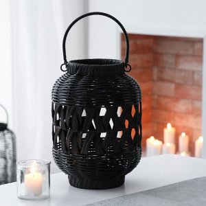 Подсвечник-фонарь на 1 свечу «Корзинка», пластик, чёрный, 30x21x21 см