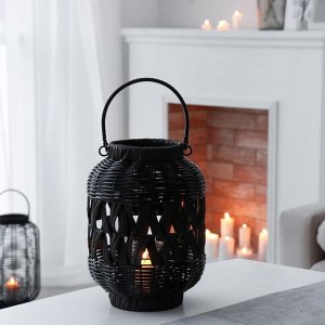 Подсвечник-фонарь на 1 свечу «Корзинка», пластик, чёрный, 30x21x21 см