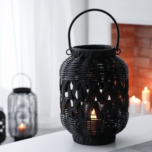 Подсвечник-фонарь на 1 свечу «Корзинка», пластик, чёрный, 30x21x21 см