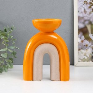 Подсвечник керамика на 1 свечу «Медуза», песочно-оранжевый, 13.5x8.7x18 см