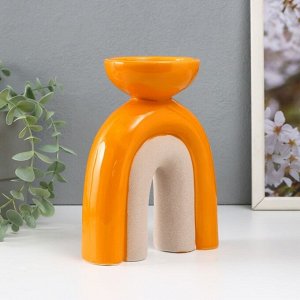 Подсвечник керамика на 1 свечу «Медуза», песочно-оранжевый, 13.5x8.7x18 см