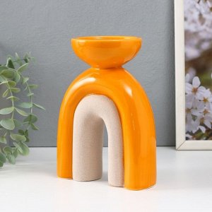 Подсвечник керамика на 1 свечу «Медуза», песочно-оранжевый, 13.5x8.7x18 см