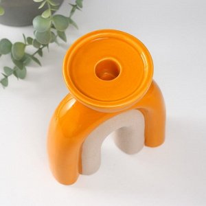 Подсвечник керамика на 1 свечу «Медуза», песочно-оранжевый, 13.5x8.7x18 см