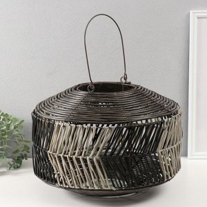 Подсвечник-фонарь на 1 свечу «Лист из лозы», пластик, чёрно-белый, 15x38x27 см