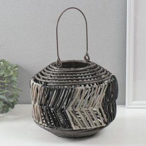 Подсвечник-фонарь на 1 свечу «Лист из лозы», пластик, чёрно-белый, 11x22x18 см