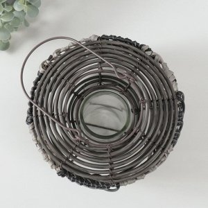 Подсвечник-фонарь на 1 свечу «Лист из лозы», пластик, чёрно-белый, 11x22x18 см