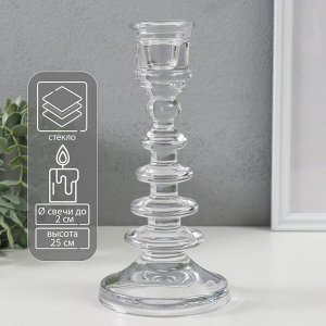 Стеклянный подсвечник на 1 свечу «Марсельеза», прозрачный, 10.5x10.5x25 см