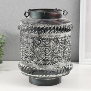 Металлический подсвечник-фонарь на 1 свечу «Узоры», d=5 см, 16.5x16.5x22 см
