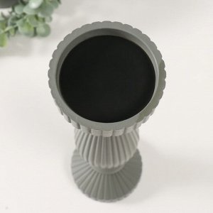 Деревянный подсвечник на 1 свечу «Гофре», серый, 9.7x9.7x30.5 см