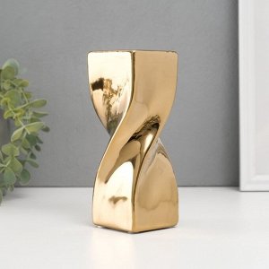 Подсвечник керамика на 1 свечу «Изгиб», d=3.5 см, золото, 6.5x6.5x17.5 см