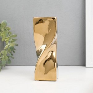 Подсвечник керамика на 1 свечу «Изгиб», d=3.5 см, золото, 6.5x6.5x17.5 см