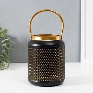 Металлический подсвечник-фонарь на 1 свечу «Зерно», d=3.7 см, 12.5x12.5x17 см