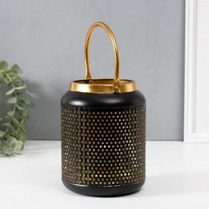 Металлический подсвечник-фонарь на 1 свечу «Зерно», d=3.7 см, 12.5x12.5x17 см