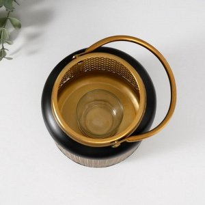 Металлический подсвечник-фонарь на 1 свечу «Зерно», d=3.7 см, 12.5x12.5x17 см