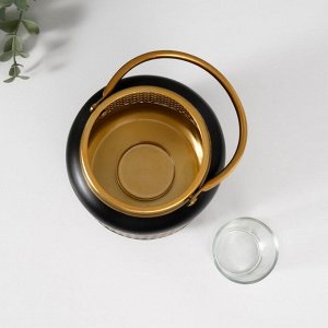 Металлический подсвечник-фонарь на 1 свечу «Зерно», d=3.7 см, 12.5x12.5x17 см