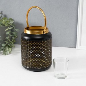 Металлический подсвечник-фонарь на 1 свечу «Зерно», d=3.7 см, 12.5x12.5x17 см
