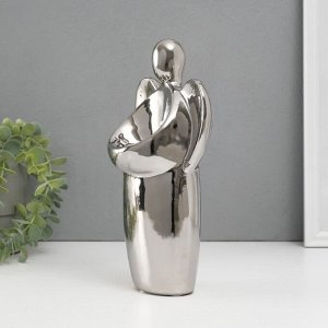 Подсвечник на 1 свечу «Ангел», d=3.5 см, серебро, 14x9.5x25 см