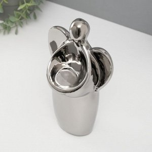 Подсвечник на 1 свечу «Ангел», d=3.5 см, серебро, 14x9.5x25 см