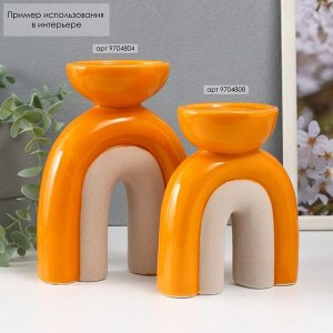 Подсвечник керамика на 1 свечу «Медуза», песочно-оранжевый, 11.7x8x15 см