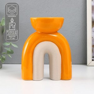 Подсвечник керамика на 1 свечу «Медуза», песочно-оранжевый, 11.7x8x15 см