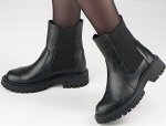 Ботинки женские черные из натуральной кожи демисезон, подклад байка