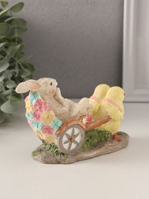 Фигурка полистоун «Цыплята везут кролика в колеснице», 14.5x7x9 см
