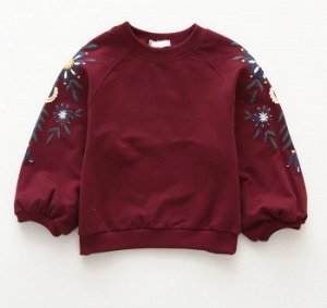 Пуловер с принтом,бордо