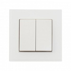 Выключатель TOT Glossy Glass, 10 А, 2 клавиши, скрытый монтаж, стеклянная рамка, белый