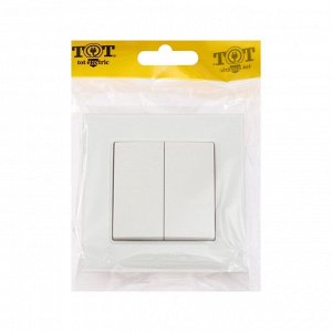 Выключатель TOT Glossy Glass, 10 А, 2 клавиши, скрытый монтаж, стеклянная рамка, белый