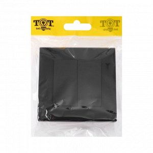 Выключатель проходной TOT Matte Glass, 10 А, 2 клавиши, скрытый монтаж, стеклянная рамка, чёрный