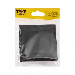 Выключатель TOT Glossy Glass, 10 А, 2 клавиши, скрытый монтаж, стеклянная рамка, чёрный