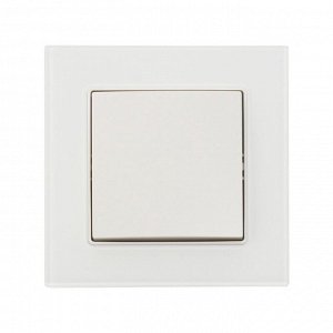 Выключатель проходной TOT Glossy Glass, 10 А, 1 клавиша, скрытый монтаж, стеклянная рамка, белый