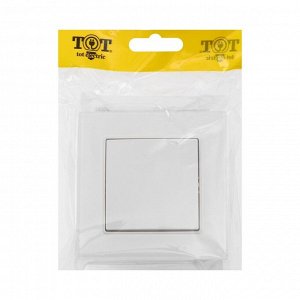 Выключатель проходной TOT Glossy Glass, 10 А, 1 клавиша, скрытый монтаж, стеклянная рамка, белый