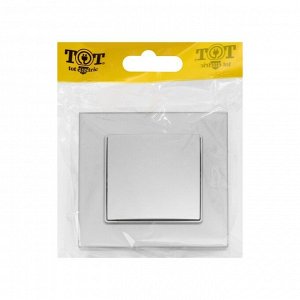 Выключатель проходной TOT Glossy Glass, 10 А, 1 клавиша, скрытый монтаж, стеклянная рамка, серебристый